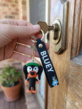 3D PVC Figure Keychain - Bluey - Snickers In Green Hat