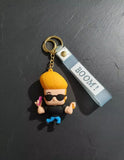 3D PVC Figure Keychain - Cartoon Johnny Bravo - Johnny Bravo Flexing With Comb