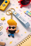 3D PVC Figure Keychain - Cartoon Johnny Bravo - Johnny Bravo Flexing With Comb