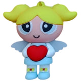 3D PVC Figure Keychain - Powerpuff Girls - Bubbles Angel Holding Heart