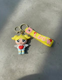 3D PVC Figure Keychain - Powerpuff Girls - Bubbles Angel Holding Heart