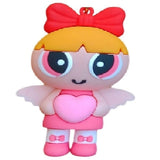 3D PVC Figure Keychain - Powerpuff Girls - Blossom Cupid Heart