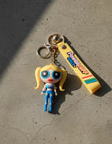 3D PVC Figure Keychain - Powerpuff Girls - Bubbles Teen Floral Outfit