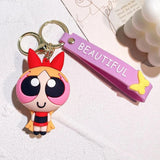 3D PVC Figure Keychain - Powerpuff Girls - Blossom Pink Outfit With Beautiful Strap