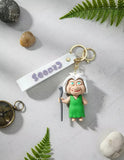 3D PVC Figure Keychain - Croods - Gran Holding Staff Green Dress