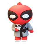 3D PVC Figure Keychain - Marvel - Deadpool Robe Holding Panda