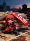 3D PVC Figure Keychain - Deadpool Superheroes - Chibi Deadpool Grimacing Pose
