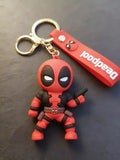 3D PVC Figure Keychain - Deadpool Superheroes - Chibi Deadpool Holding Gun