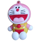 3D PVC Figure Keychain - Doraemon - Pink Yellow Overalls