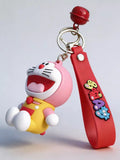 3D PVC Figure Keychain - Doraemon - Pink Yellow Overalls