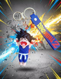 3D PVC Figure Keychain - Dragon Ball Z - Chibi Goku Blue Gi Yelling
