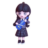 3D PVC Figure Keychain - Familia Addams Adams - Wednesday Holding Cello