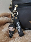 3D PVC Figure Keychain - Familia Addams Adams - Wednesday Standing In Dress