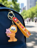 3D PVC Figure Keychain - Garfield - Holding Pink Bear