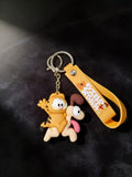3D PVC Figure Keychain - Garfield - Riding Odie Running