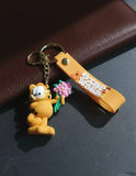 3D PVC Figure Keychain - Garfield - Holding Flowers