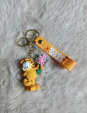 3D PVC Figure Keychain - Garfield - Holding Flowers
