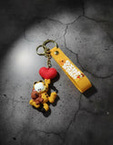 3D PVC Figure Keychain - Garfield - Holding Teddy Bear Heart