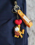 3D PVC Figure Keychain - Garfield - Holding Teddy Bear Heart
