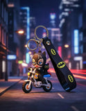3D PVC Figure Keychain - Gatubela Superheroes - Catwoman Riding Motorcycle With Cat