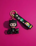 3D PVC Figure Keychain - Gatubela Superheroes - Catwoman With Black Cat