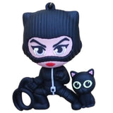 3D PVC Figure Keychain - Gatubela Superheroes - Catwoman With Black Cat