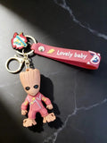 3D PVC Figure Keychain - Guardianes De La Galaxia Superheroes - Baby Groot Pink Ravager Suit