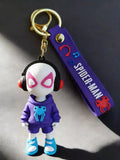 3D PVC Figure Keychain - Spider-Man - Spider-gwen Headphones Purple Hoodie