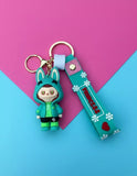 3D PVC Figure Keychain - Labubu - Bunny Hoodie Teal