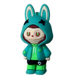 3D PVC Figure Keychain - Labubu - Bunny Hoodie Teal