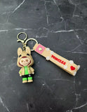 3D PVC Figure Keychain - Labubu - Beige Hoodie Green Outfit