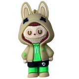 3D PVC Figure Keychain - Labubu - Beige Hoodie Green Outfit