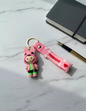 3D PVC Figure Keychain - Labubu - Pink Bunny Hoodie