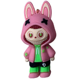 3D PVC Figure Keychain - Labubu - Pink Bunny Hoodie