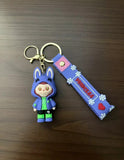 3D PVC Figure Keychain - Labubu - Blue Bunny Hoodie Green