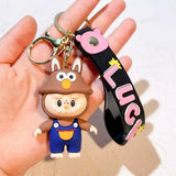 3D PVC Figure Keychain - Labubu - Owl Costume Overalls