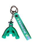 3D PVC Figure Keychain - Rainbow Friends - Green Crouching Pose