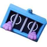 3D PVC Figure Keychain - Rainbow Friends - Cyan Blue Box Feet