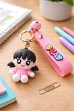 3D PVC Figure Keychain - Shizuka Minamoto De Doraemon - Shizuka Sitting Pink Shirt