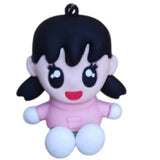 3D PVC Figure Keychain - Shizuka Minamoto De Doraemon - Shizuka Sitting Pink Shirt
