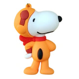 3D PVC Figure Keychain - Snoopy - Orange Suit Red Scarf