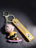 3D PVC Figure Keychain - Snoopy - Charlie Brown Skateboarding