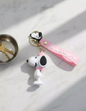 3D PVC Figure Keychain - Snoopy - Pink Beret Pink Collar