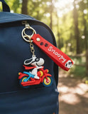 3D PVC Figure Keychain - Snoopy - Super Riding Motorcycle