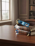 3D PVC Figure Keychain - Snoopy - In Blue Jacket Holding Book