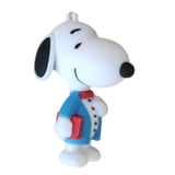 3D PVC Figure Keychain - Peanuts - Snoopy In Blue Jacket Holding Book