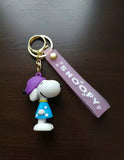 3D PVC Figure Keychain - Snoopy - Purple Hat Blue Dress