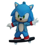3D PVC Figure Keychain - Sonic the Hedgehog - Sonic In Coat Skateboard