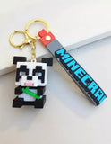 3D PVC Figure Keychain - Steave Ice De Minecraft - Panda Holding Bamboo