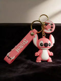 3D PVC Figure Keychain - Lilo & Stitch - Angel Standing Pink